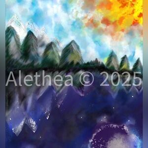 8x8 My watercolor Reversible Painting on Canvas. ‘Night & Day’